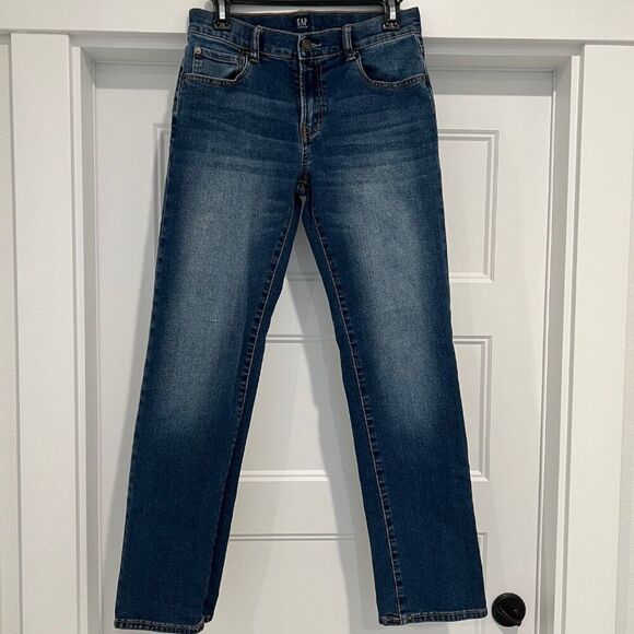 GAP Denim Boy Size 18R Medium Blue Wash Faded Stretch Straight Jeans - Picture 1 of 7